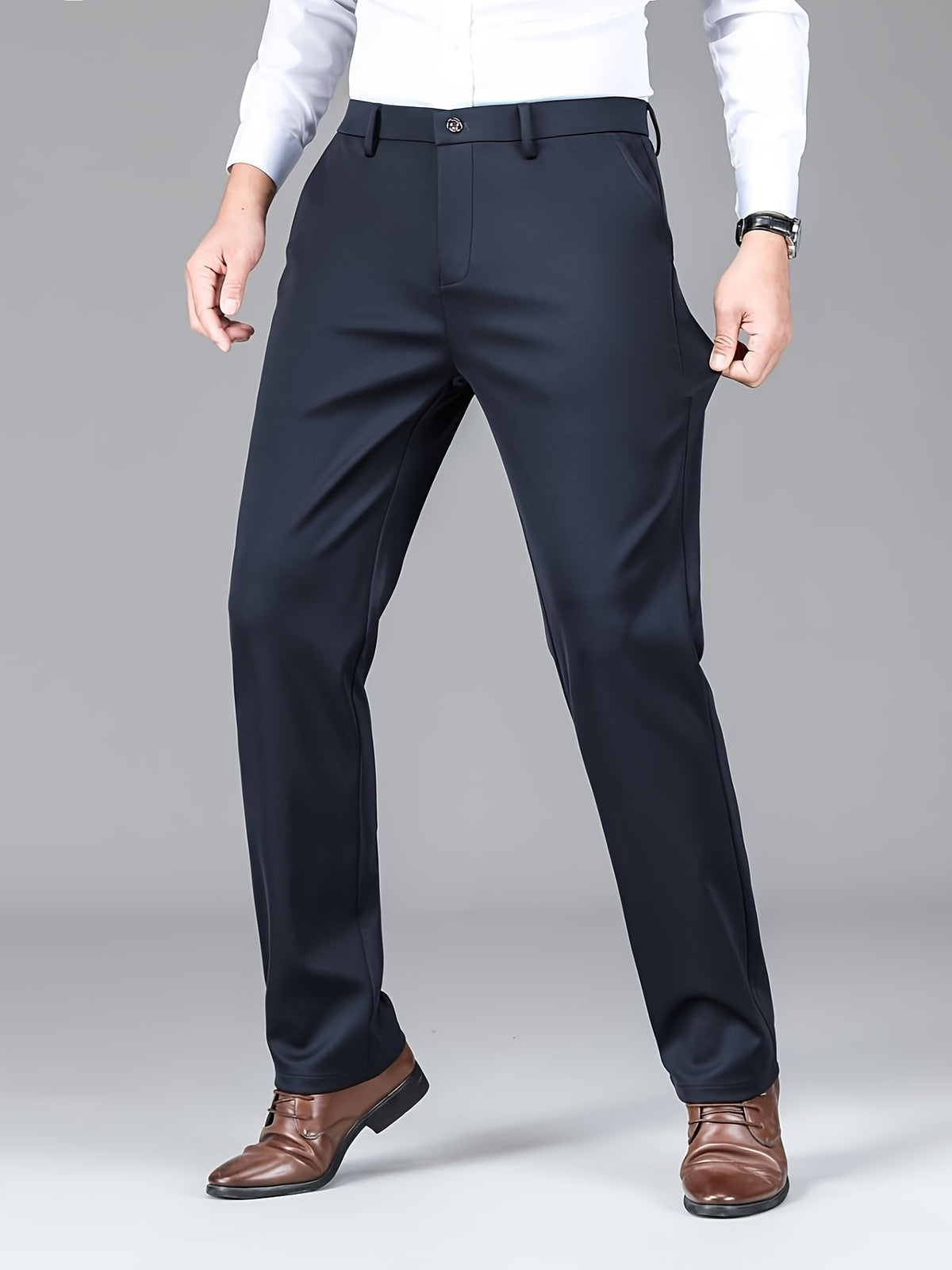 EMBROIDERED STRETCH TROUSERS FOR MEN