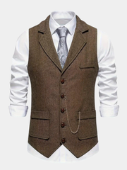 HERRINGBONE WAISTCOAT FOR MEN