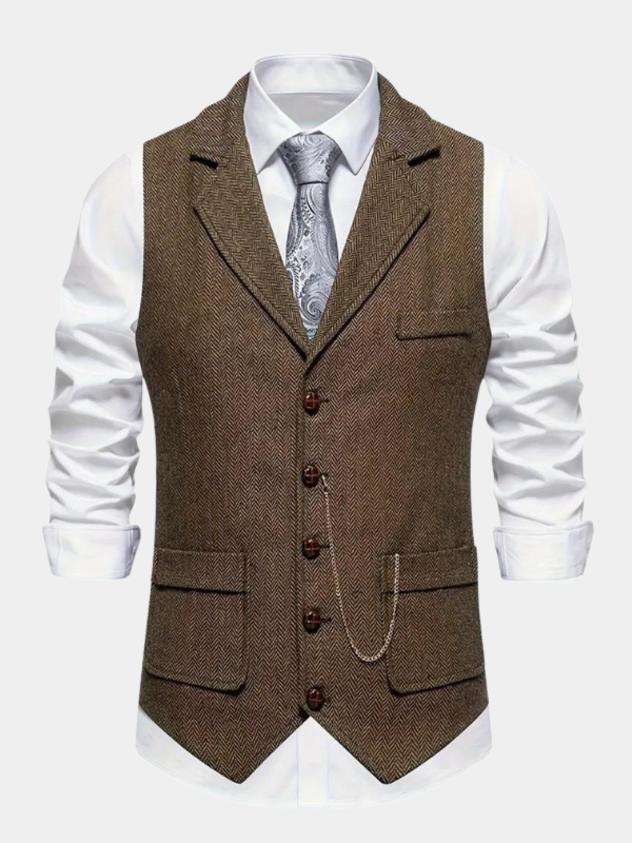 HERRINGBONE WAISTCOAT FOR MEN