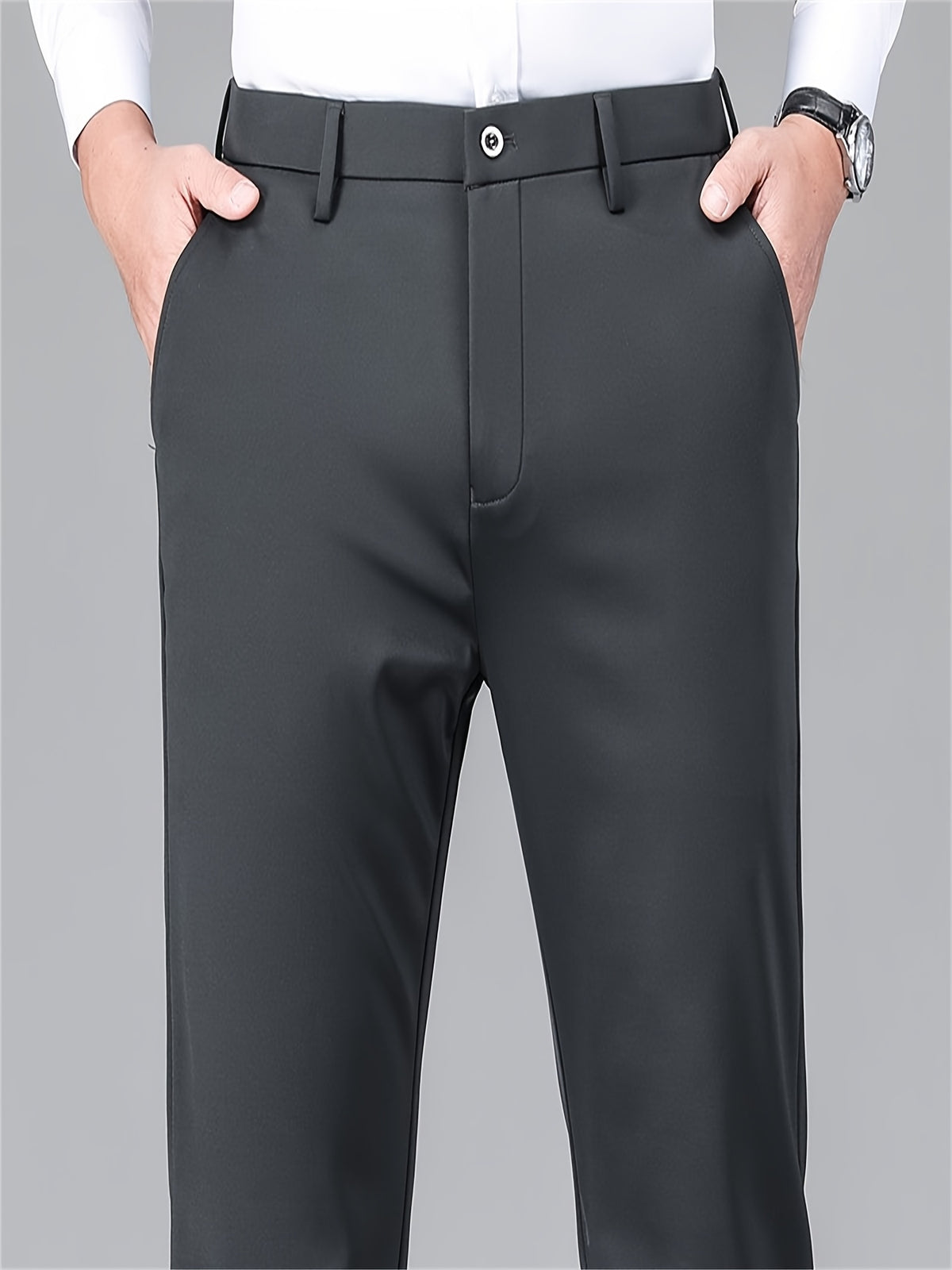 EMBROIDERED STRETCH TROUSERS FOR MEN