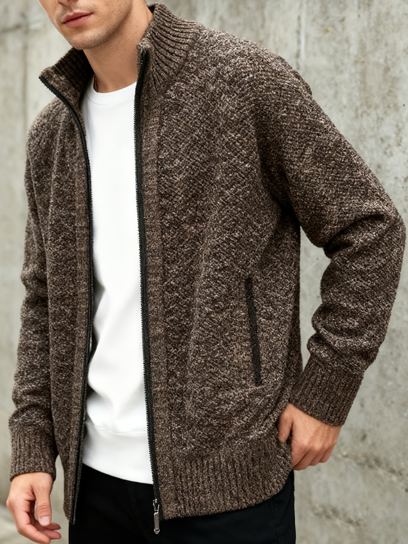 ZIP UP KNIT CARDIGAN FOR MEN