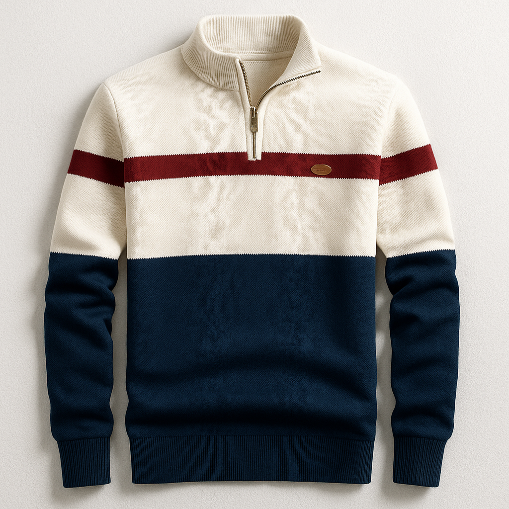 HARRISON OF CALIFORNIA | MEN'S PULLOVER WITH ZIP COLLAR