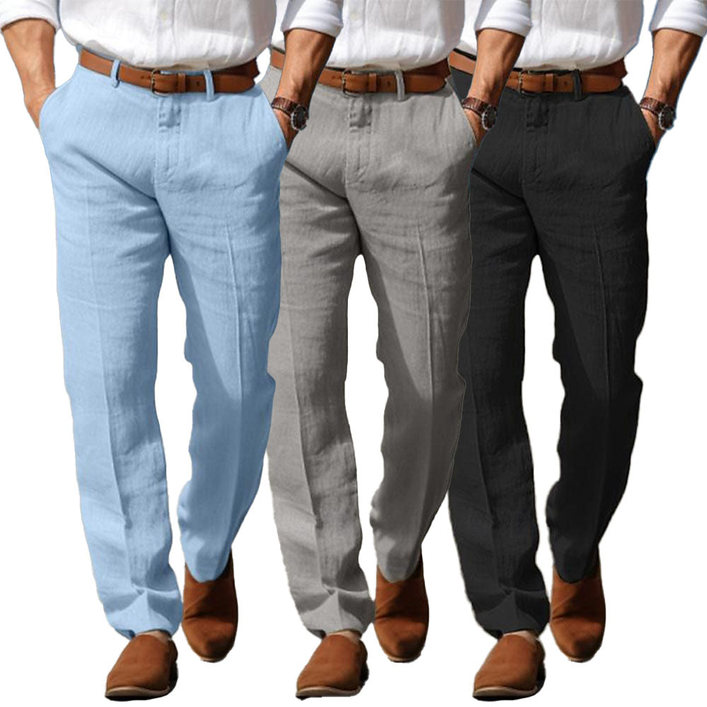 HARRISON OF CALIFORNIA | LUXURY MEN'S PREMIUM LINEN PANTS (WITH BELT LOOPS)
