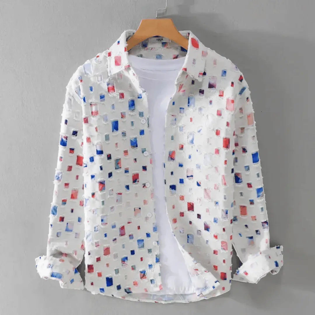FRAYED DENIM SHIRT FOR MEN