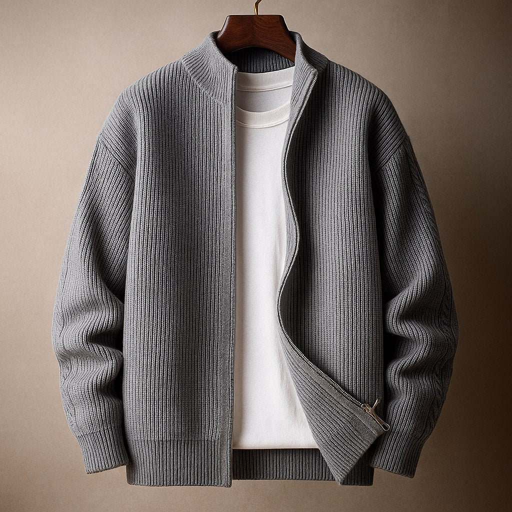 RIBBED ZIP SWEATER FOR MEN