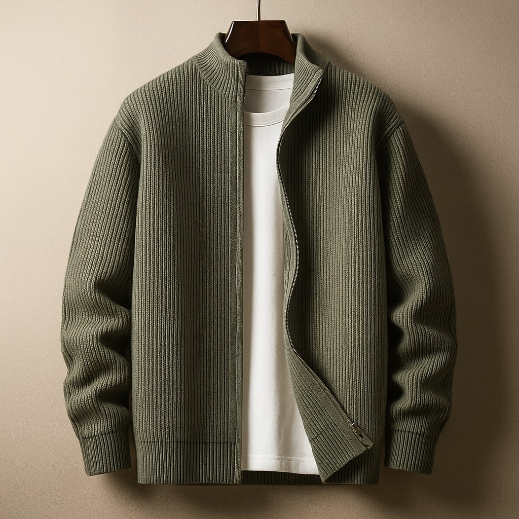 RIBBED ZIP SWEATER FOR MEN