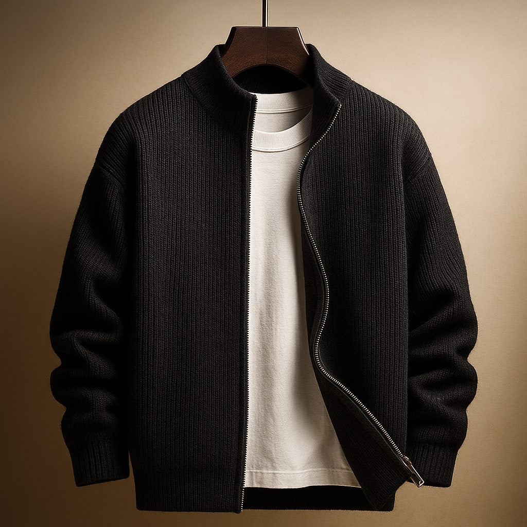 RIBBED ZIP SWEATER FOR MEN