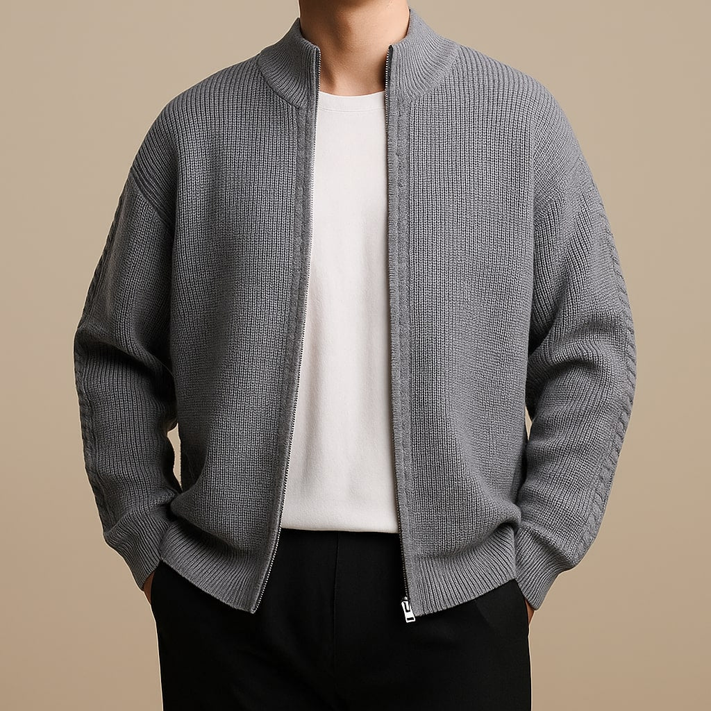 RIBBED ZIP SWEATER FOR MEN