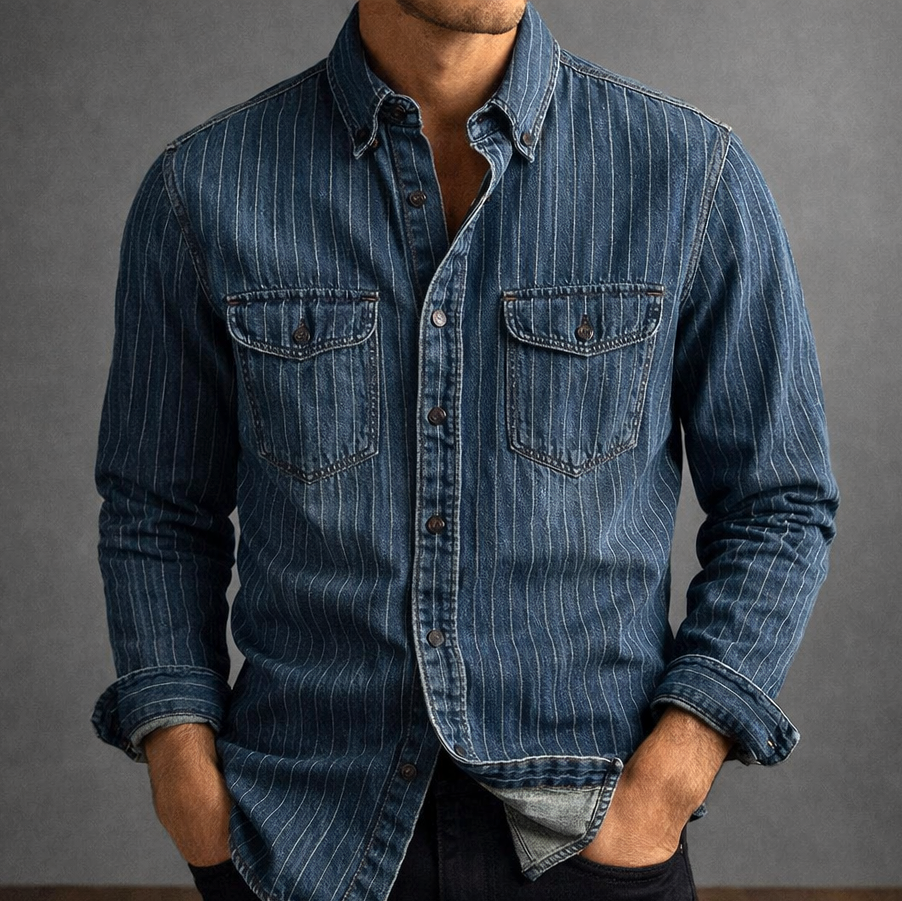 STRIPED LONG-SLEEVE SHIRT FOR MEN