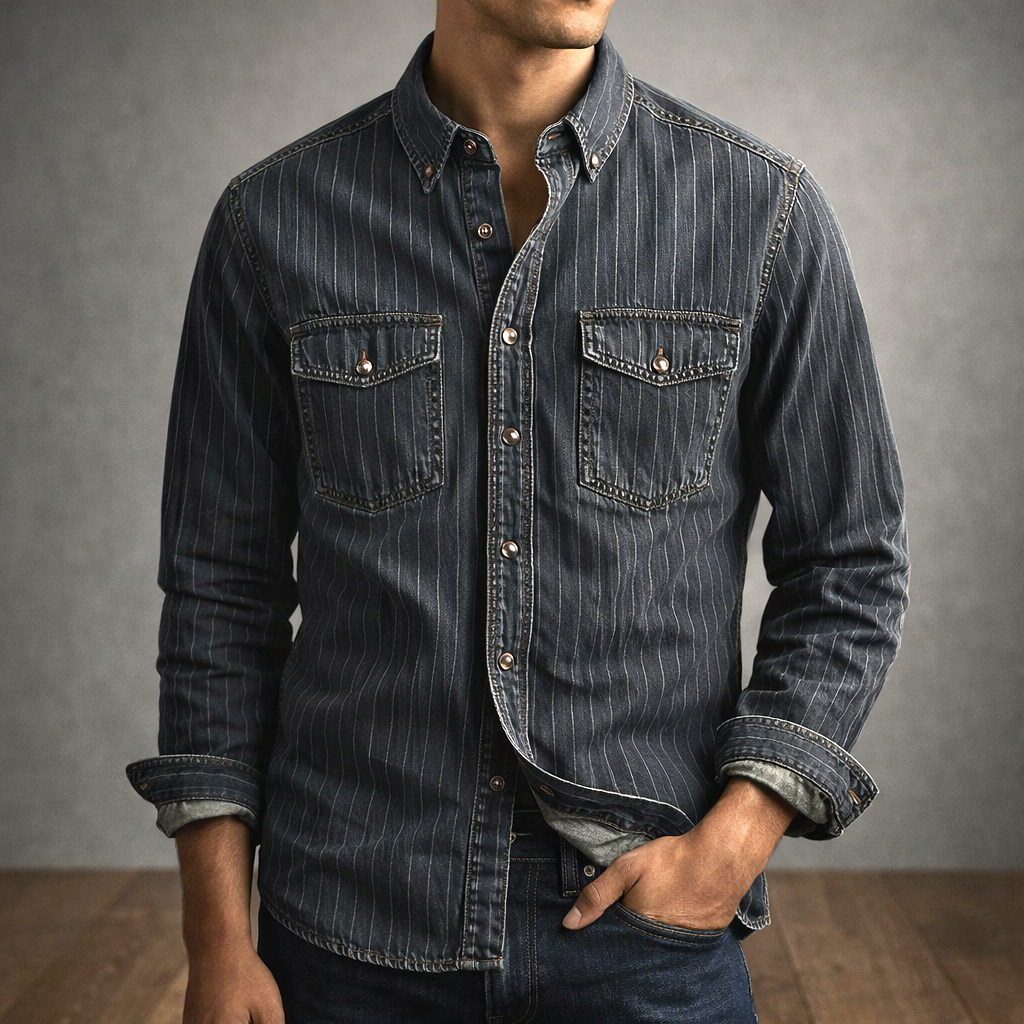 STRIPED LONG-SLEEVE SHIRT FOR MEN