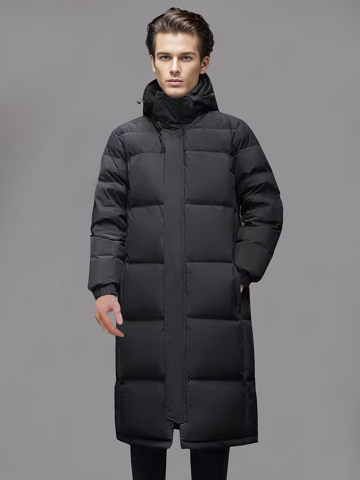 LONG HOODED PUFFER COAT FOR MEN