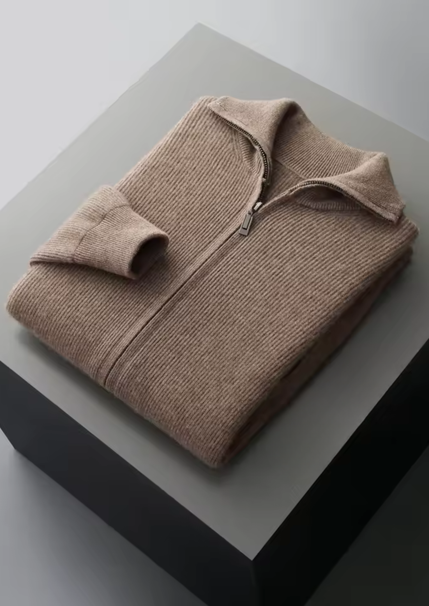 HARRISON OF CALIFORNIA | RIBBED ZIPPER CARDIGAN FOR MEN