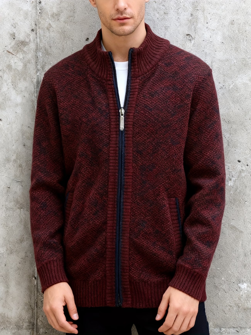 ZIP UP KNIT CARDIGAN FOR MEN