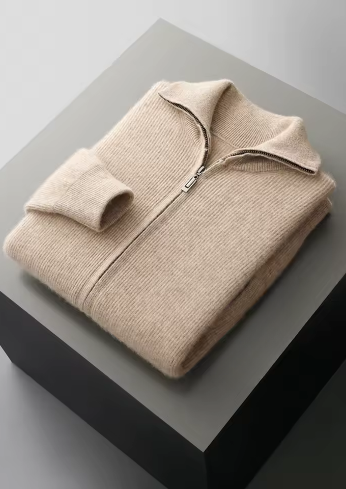 HARRISON OF CALIFORNIA | RIBBED ZIPPER CARDIGAN FOR MEN