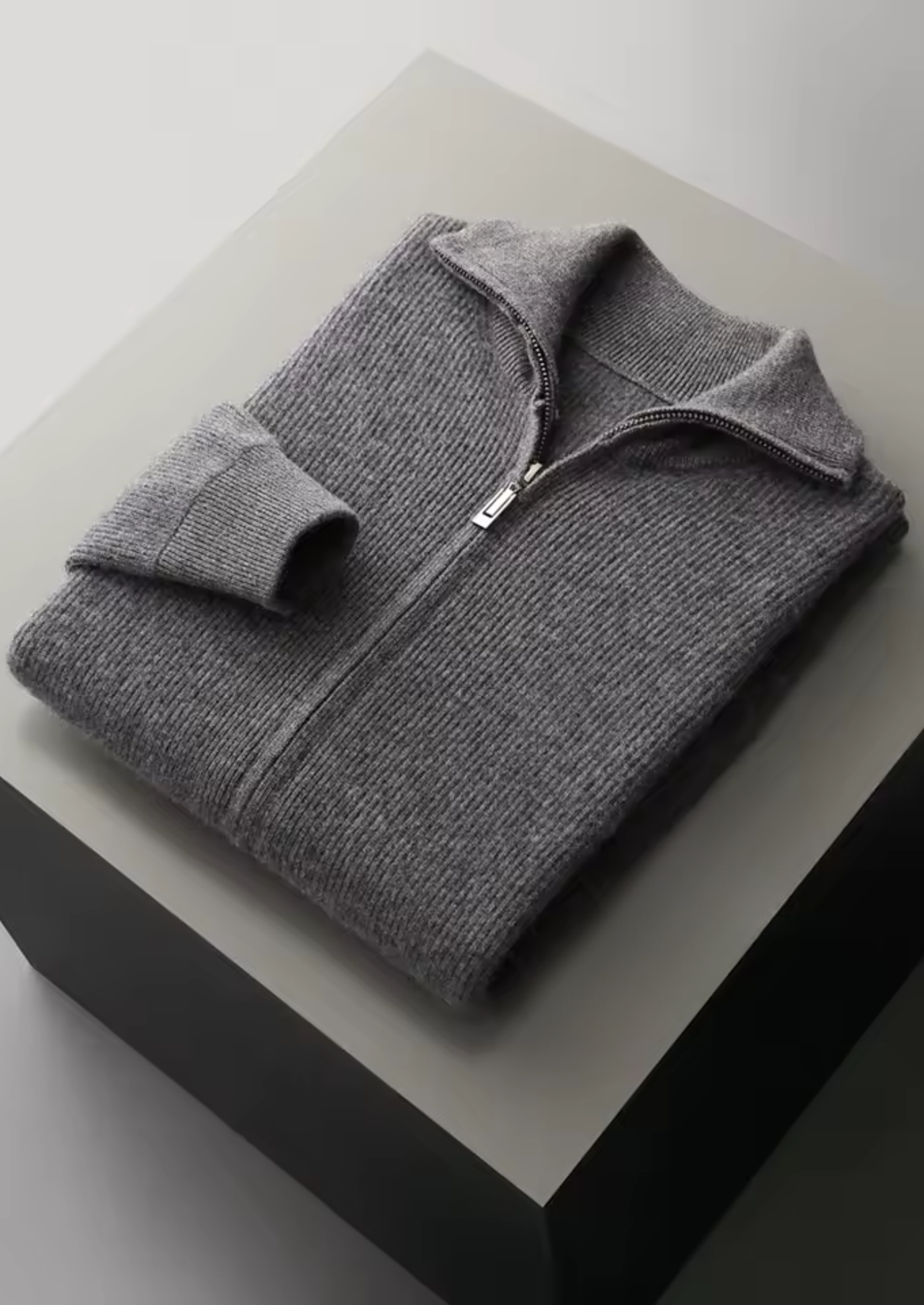 HARRISON OF CALIFORNIA | RIBBED ZIPPER CARDIGAN FOR MEN