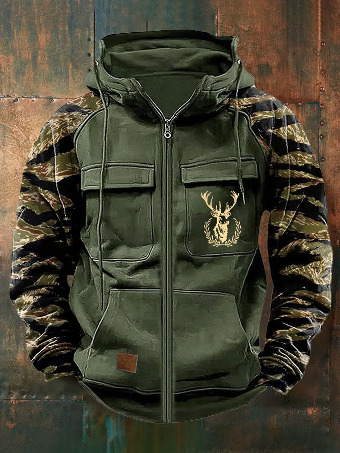 CLEAN MULTI-POCKET ZIP HOODIE FOR MEN
