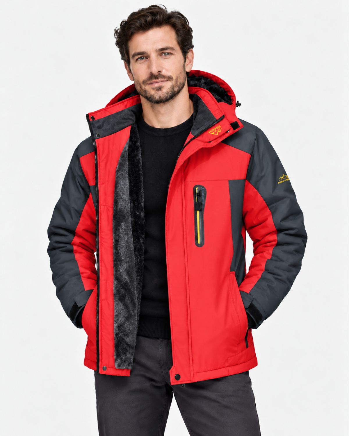 PLUSH LINED HOODED JACKET FOR MEN