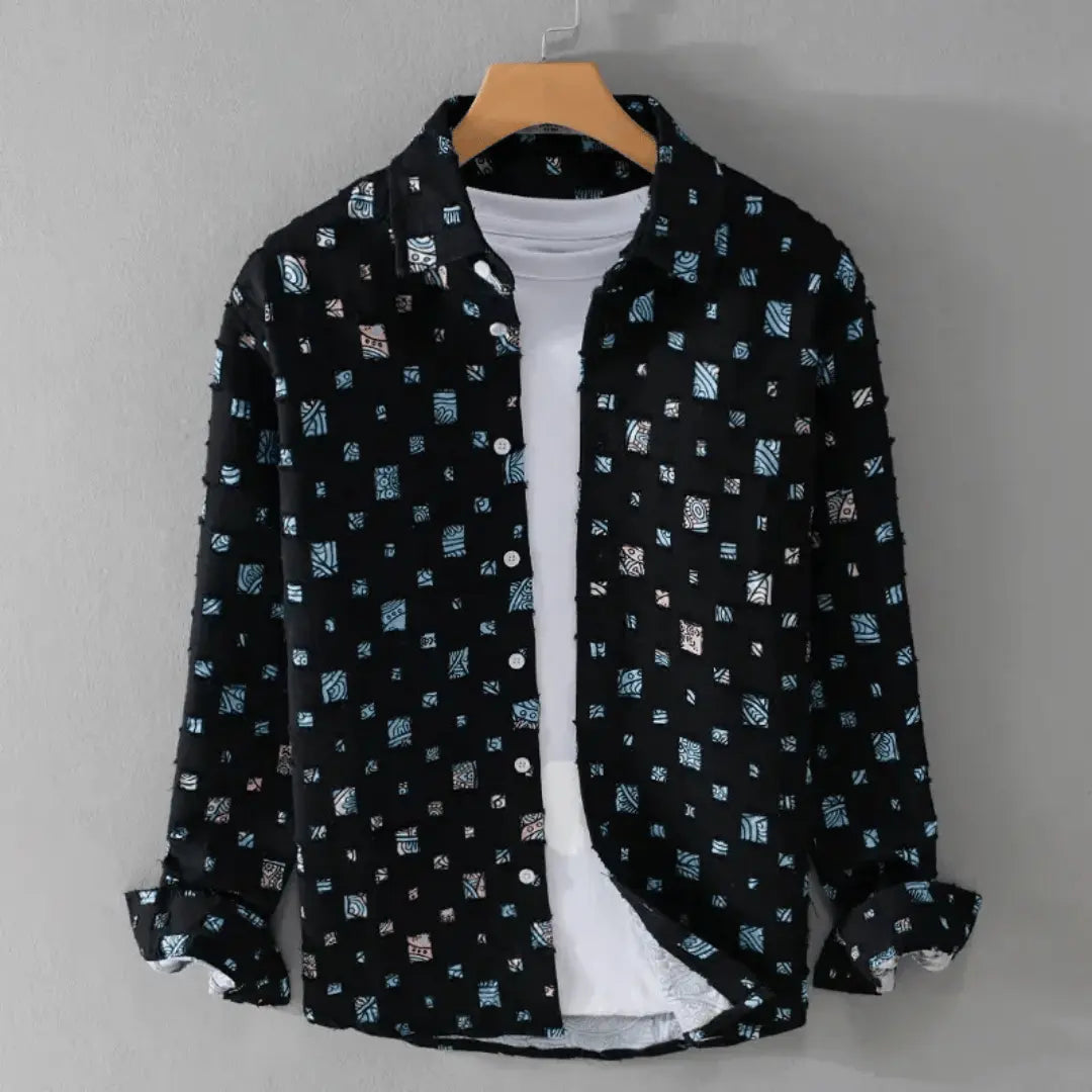 FRAYED DENIM SHIRT FOR MEN