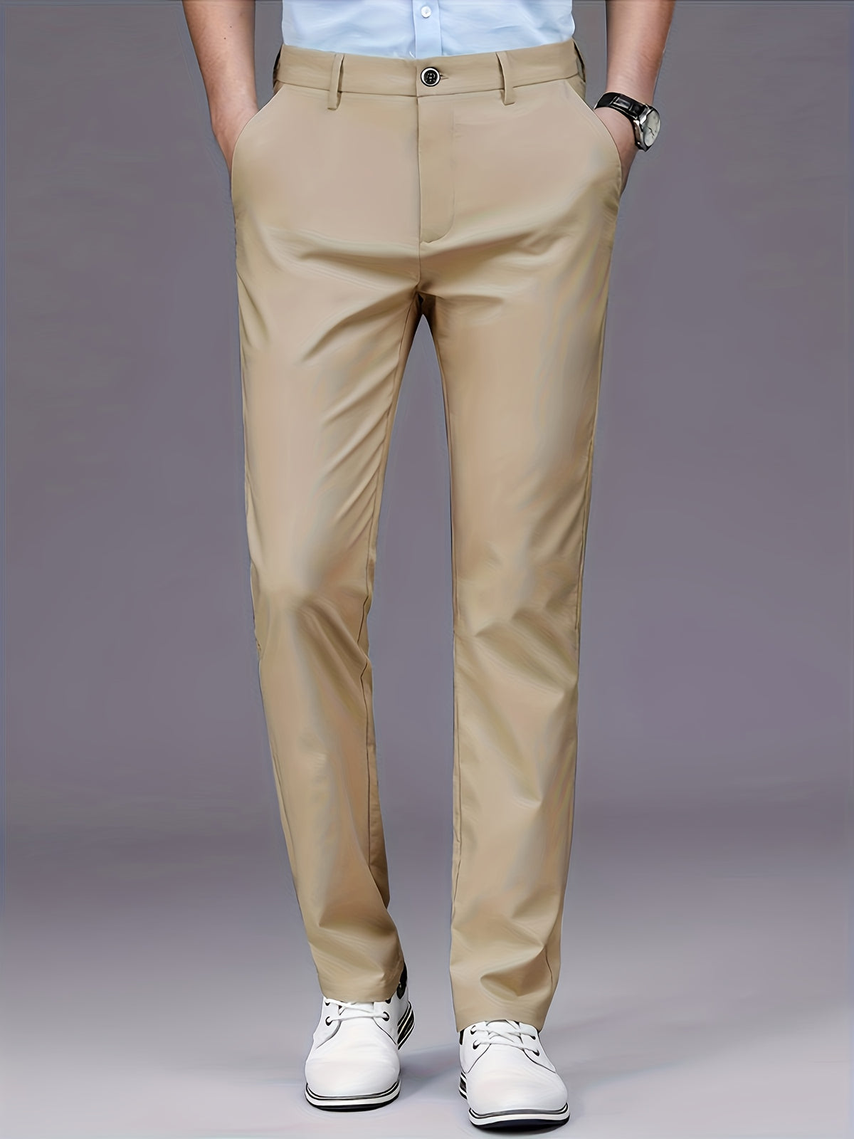 STRETCH STRAIGHT LEG TROUSERS FOR MEN
