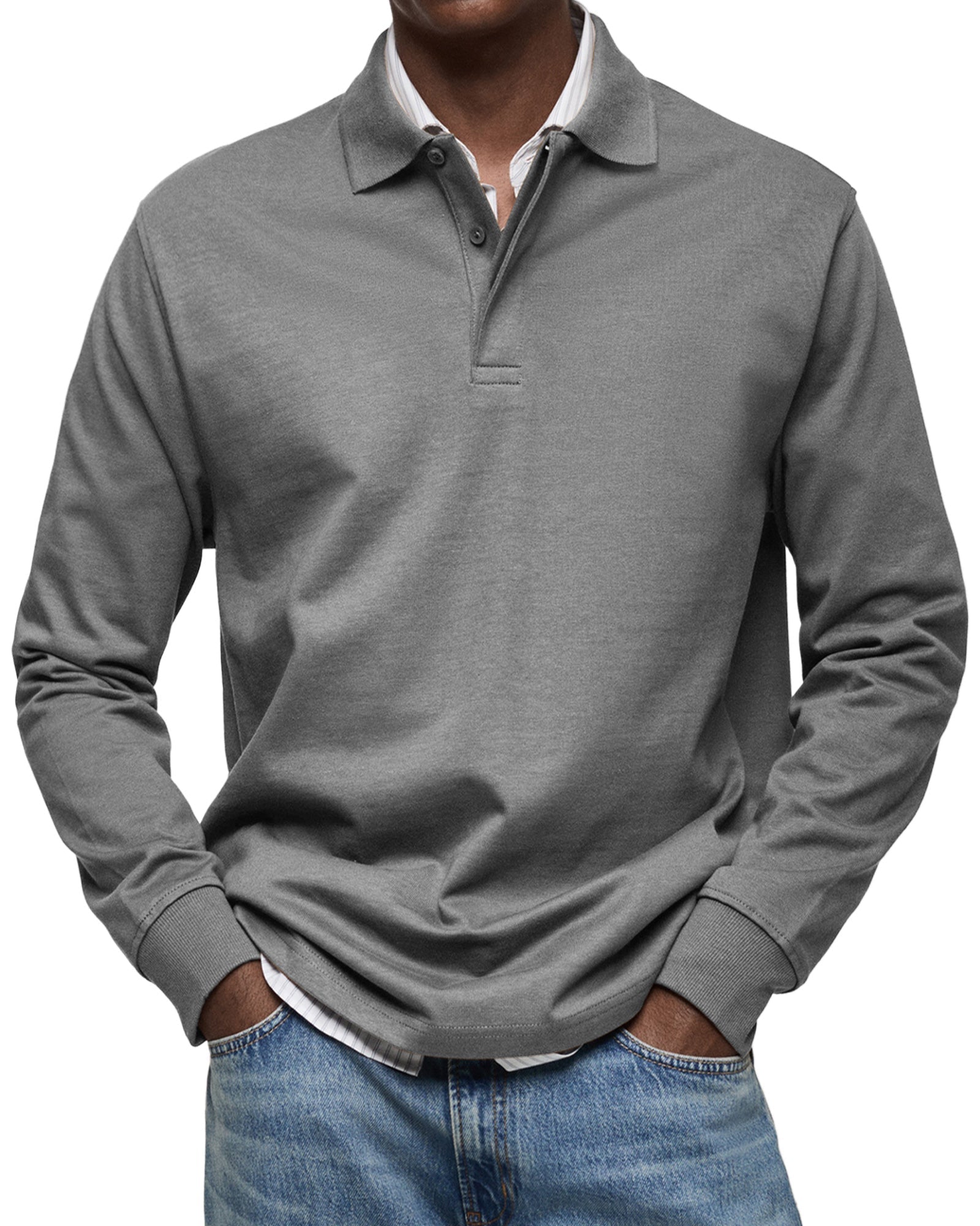 HARRISON OF CALIFORNIA | ELEGANT LONG-SLEEVED POLO FOR MEN