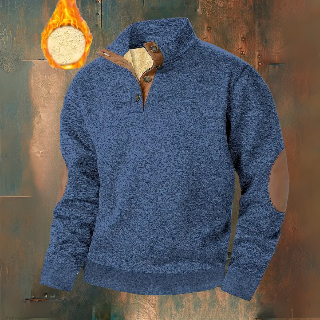 HARRISON OF CALIFORNIA | WARM FLEECE HOODIE WITH BUTTON CLOSURE