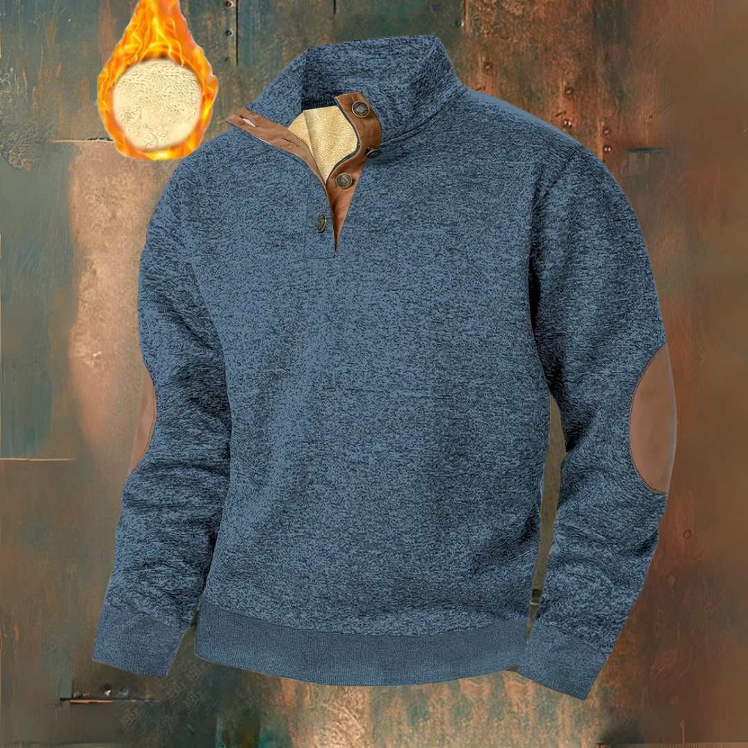 HARRISON OF CALIFORNIA | WARM FLEECE HOODIE WITH BUTTON CLOSURE