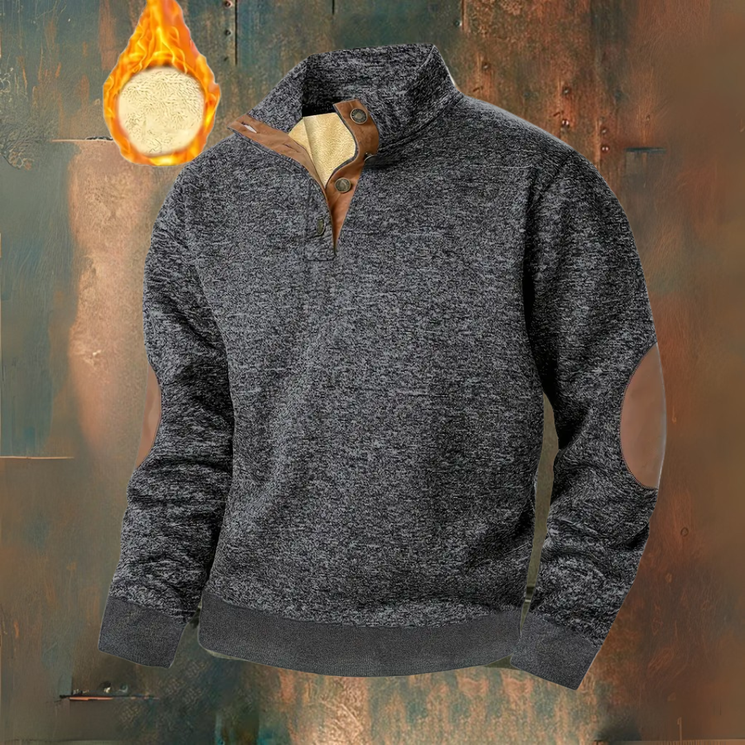 HARRISON OF CALIFORNIA | WARM FLEECE HOODIE WITH BUTTON CLOSURE
