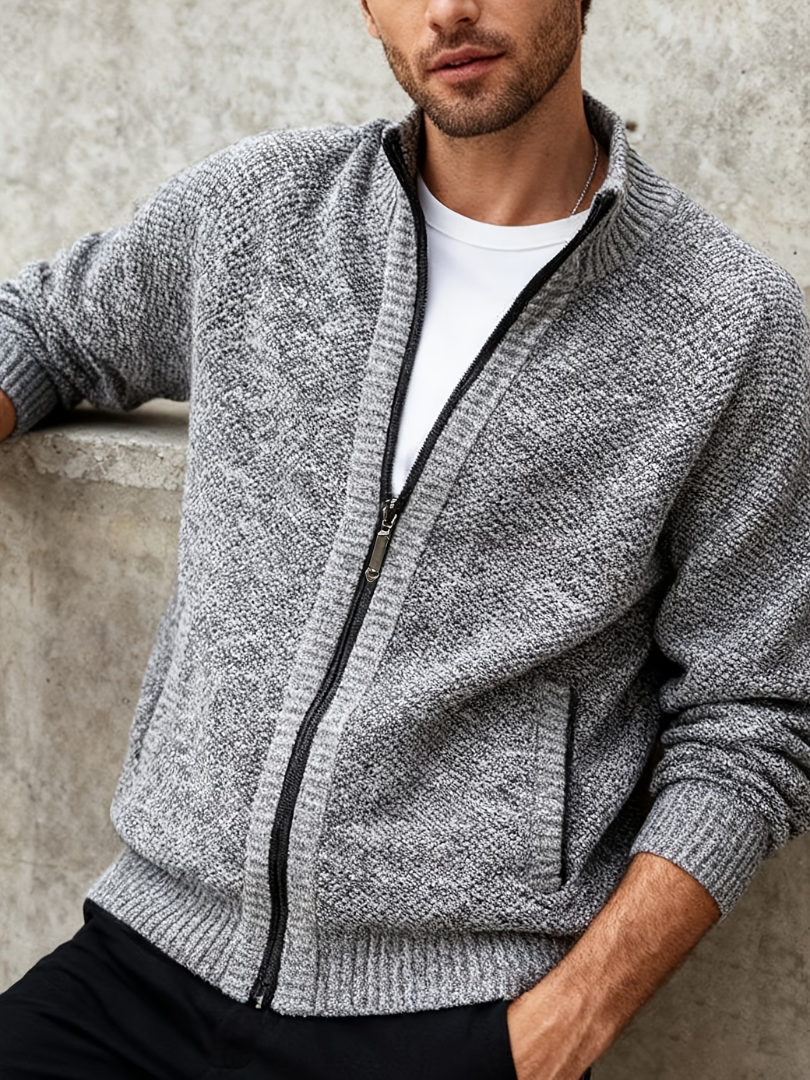 ZIP UP KNIT CARDIGAN FOR MEN