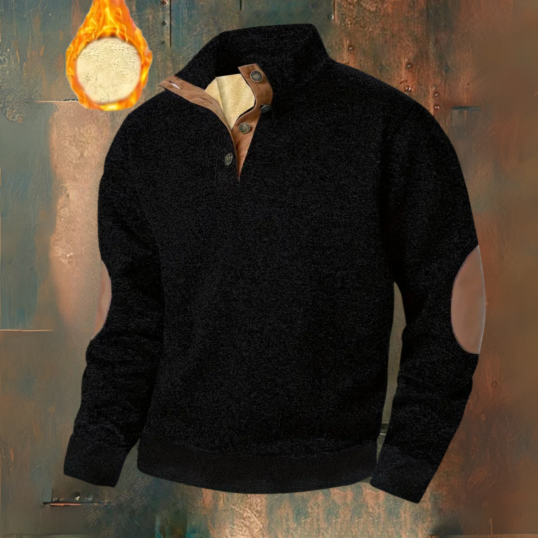 HARRISON OF CALIFORNIA | WARM FLEECE HOODIE WITH BUTTON CLOSURE