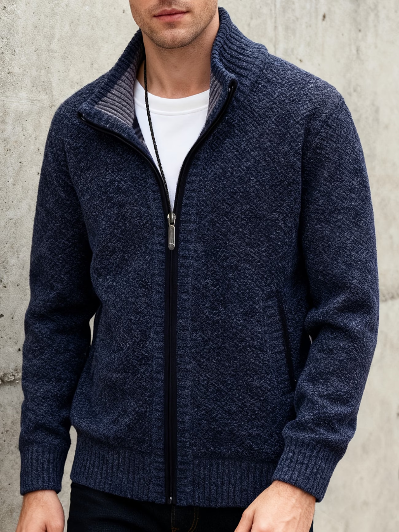 ZIP UP KNIT CARDIGAN FOR MEN
