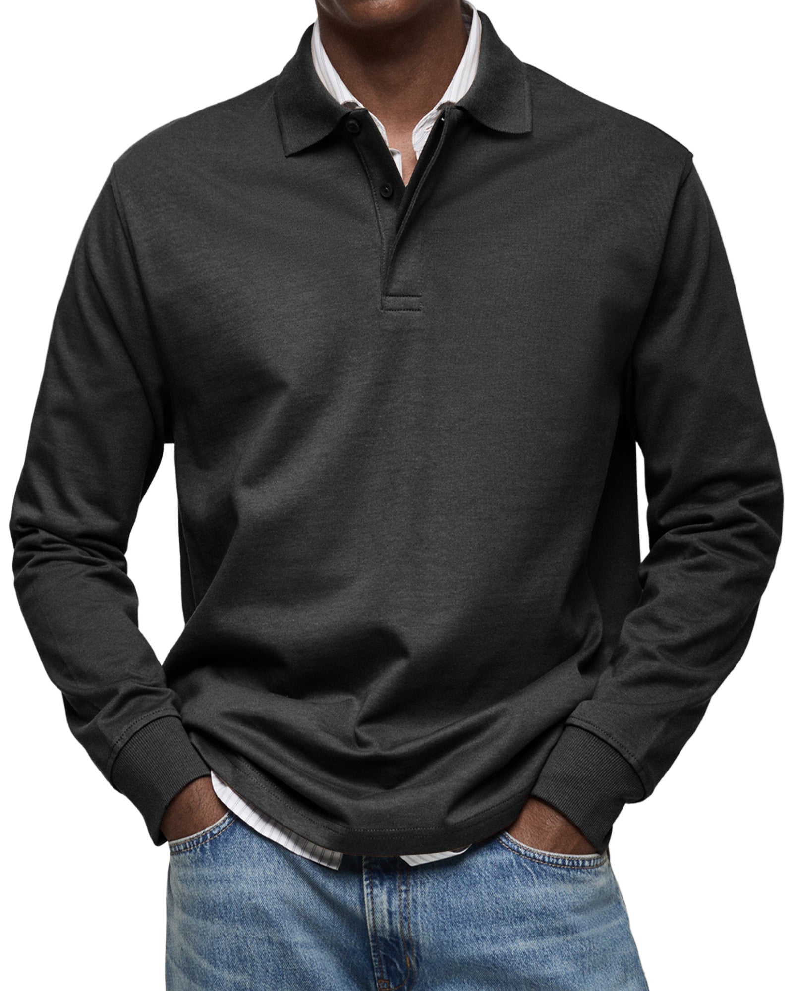 HARRISON OF CALIFORNIA | ELEGANT LONG-SLEEVED POLO FOR MEN