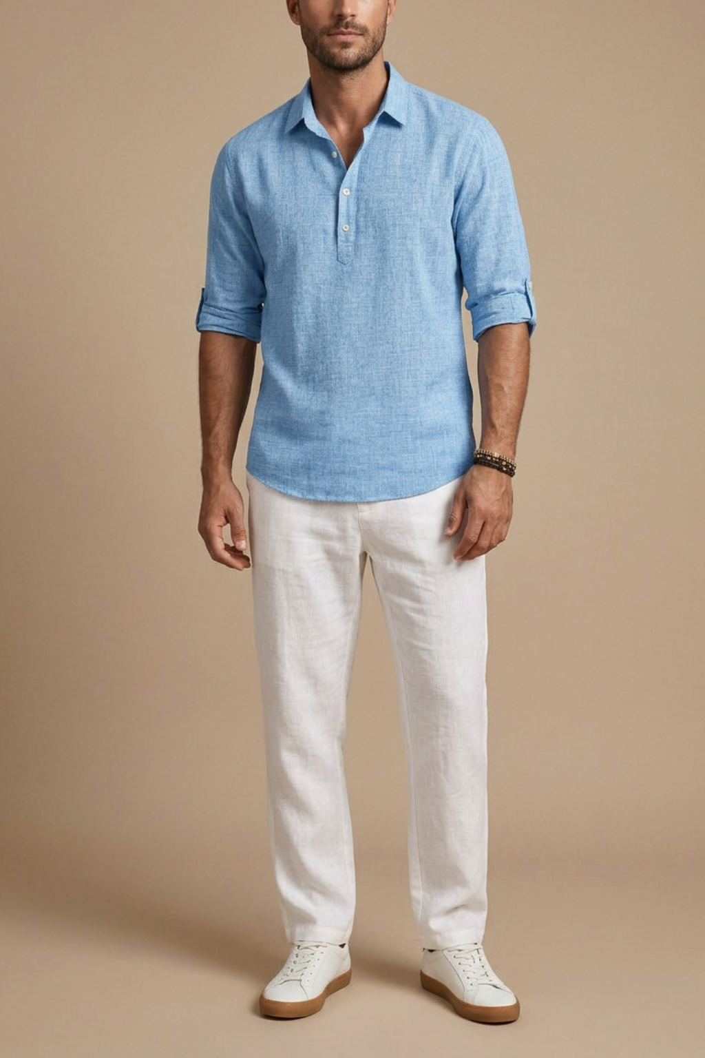 LINEN BLEND POLO FOR MEN