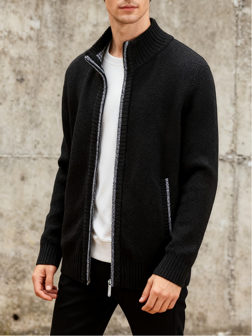 ZIP UP KNIT CARDIGAN FOR MEN