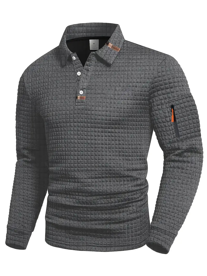 HARRISON OF CALIFORNIA | LONG SLEEVE TEXTURED POLO