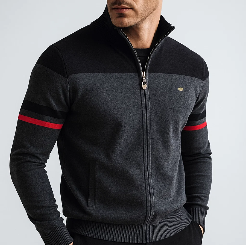 COLORBLOCK HOODIE WITH ZIP FOR MEN