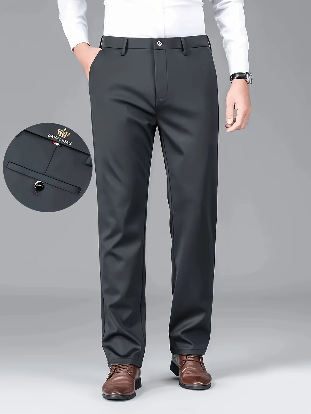 EMBROIDERED STRETCH TROUSERS FOR MEN