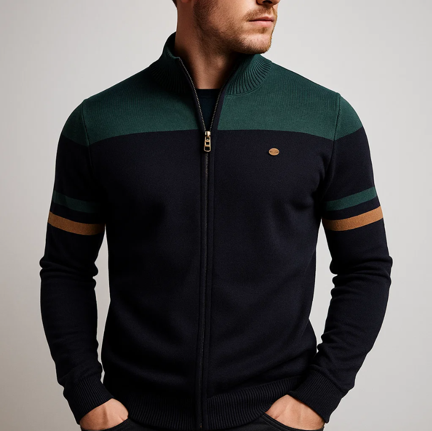 COLORBLOCK HOODIE WITH ZIP FOR MEN