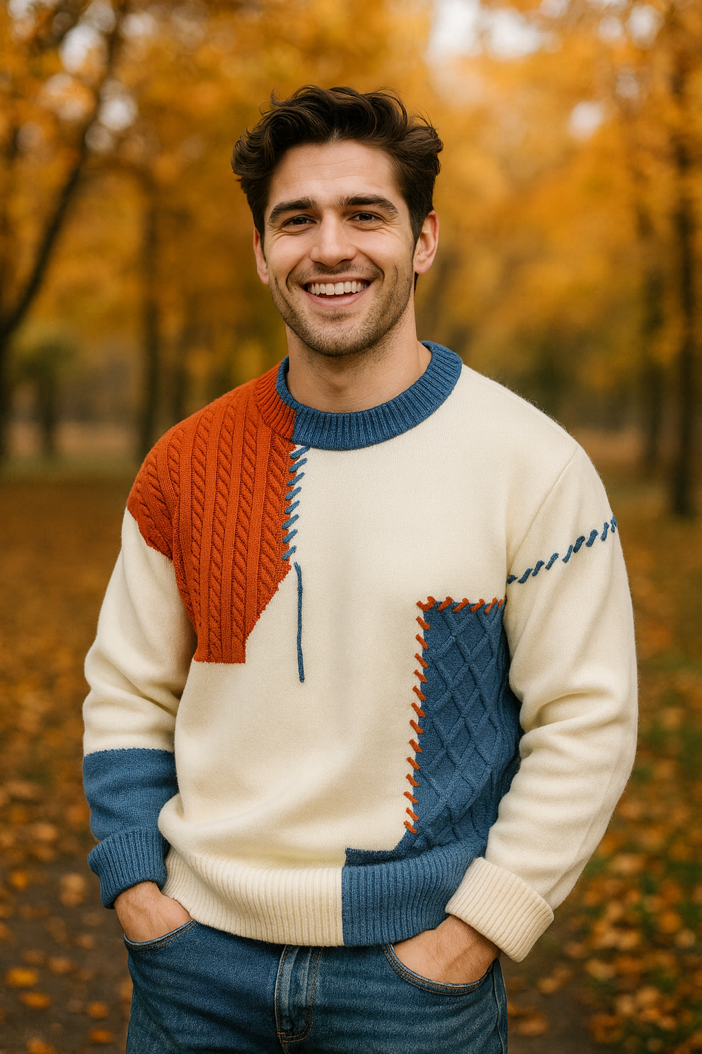 HARRISON OF CALIFORNIA | MEN'S PATCHWORK SWEATER