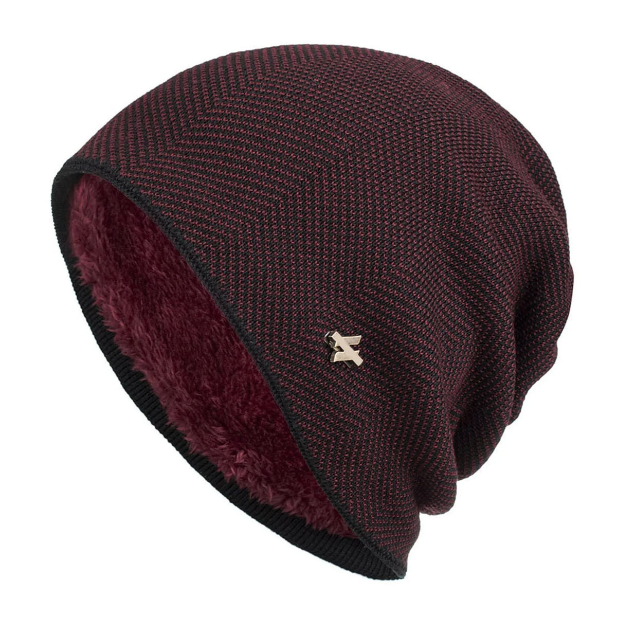 HERRINGBONE FLEECE BEANIE FOR MEN