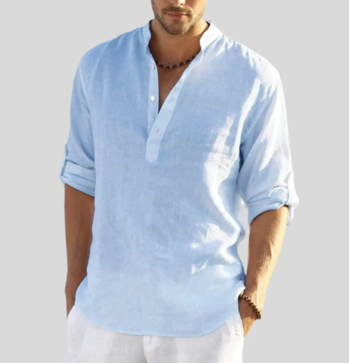 LONG SLEEVE HENLEY SHIRT FOR MEN