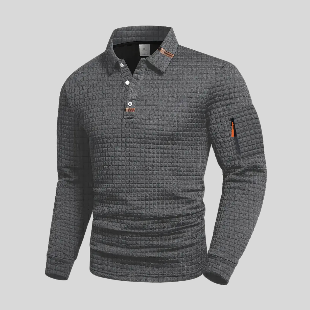 HARRISON OF CALIFORNIA | LONG SLEEVE TEXTURED POLO