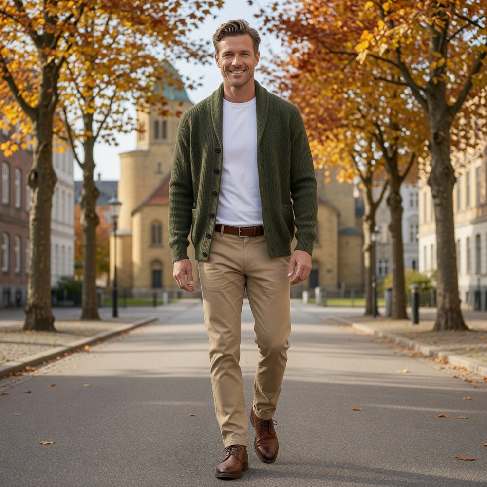 RIBBED SHAWL COLLAR CARDIGAN FOR MEN