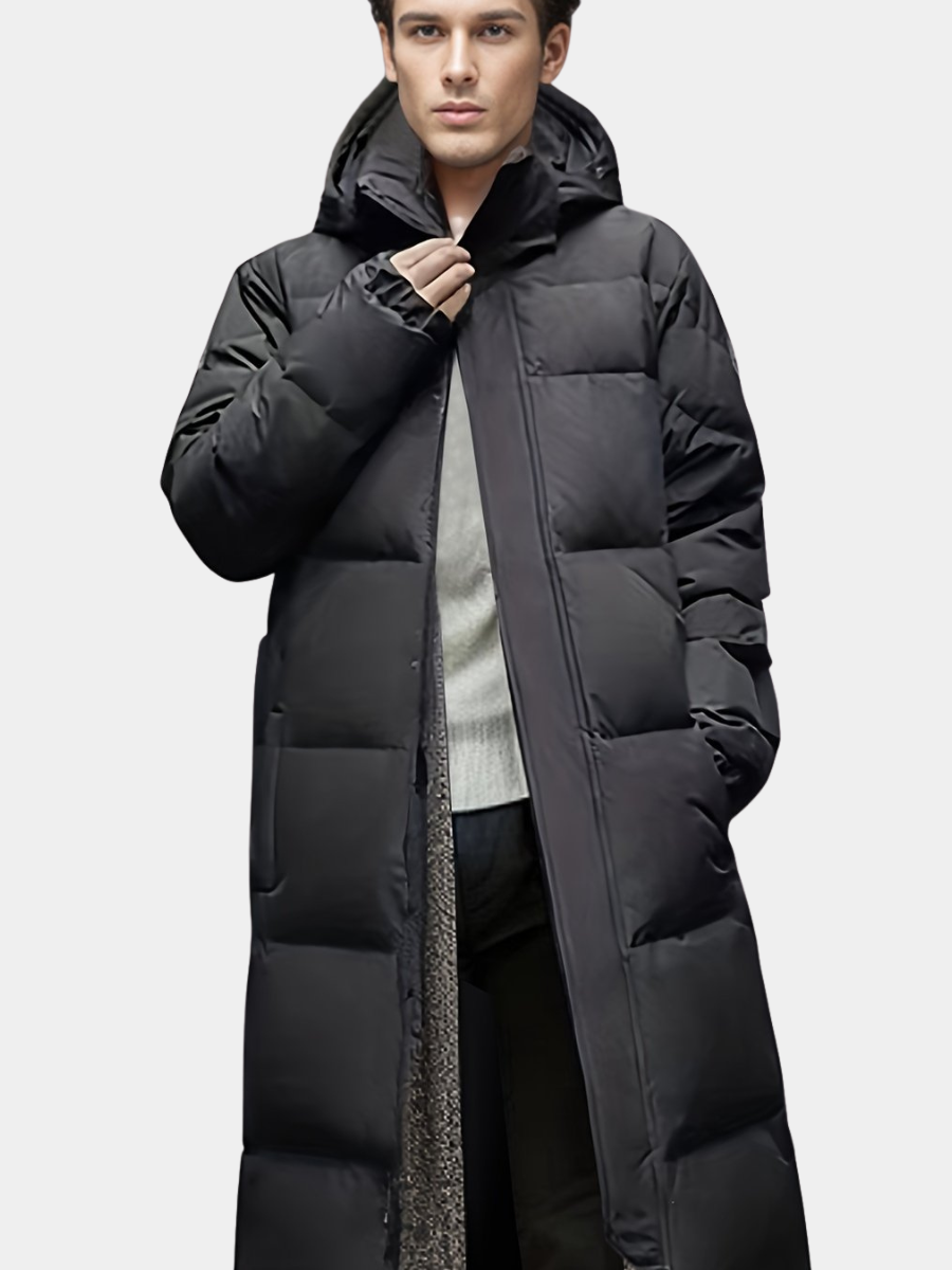 LONG HOODED PUFFER COAT FOR MEN