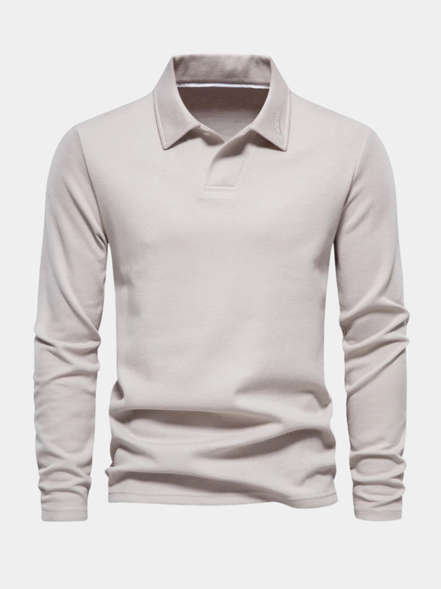 STRUCTURED COLLAR COTTON POLO FOR MEN
