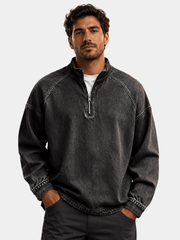 WASHED COTTON QUARTER ZIP FOR MEN