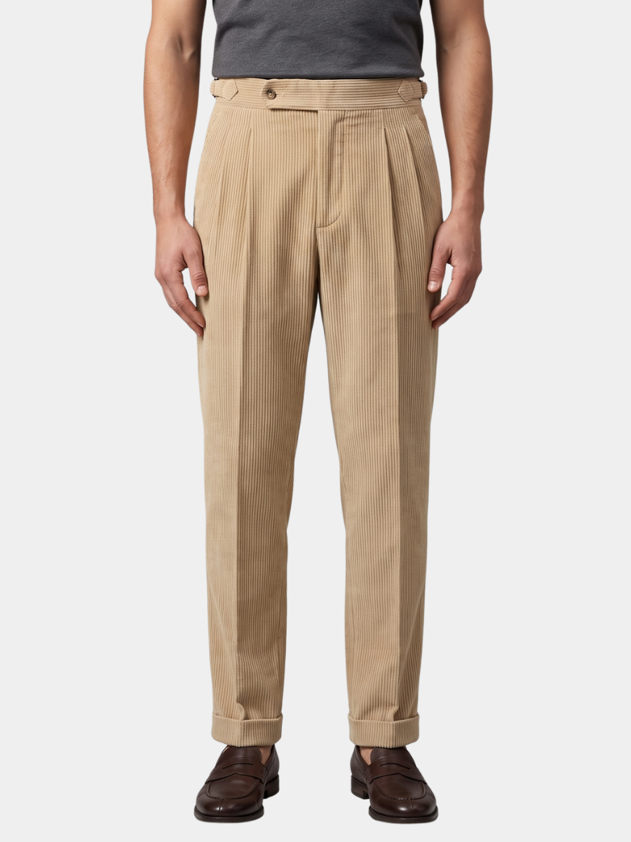 PLEATED CORDUROY TROUSERS FOR MEN
