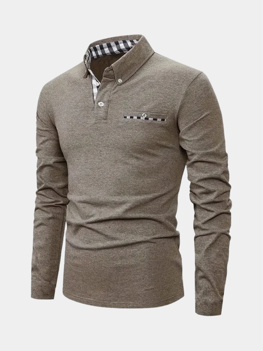 GEOMETRIC GRID POLO SHIRT FOR MEN
