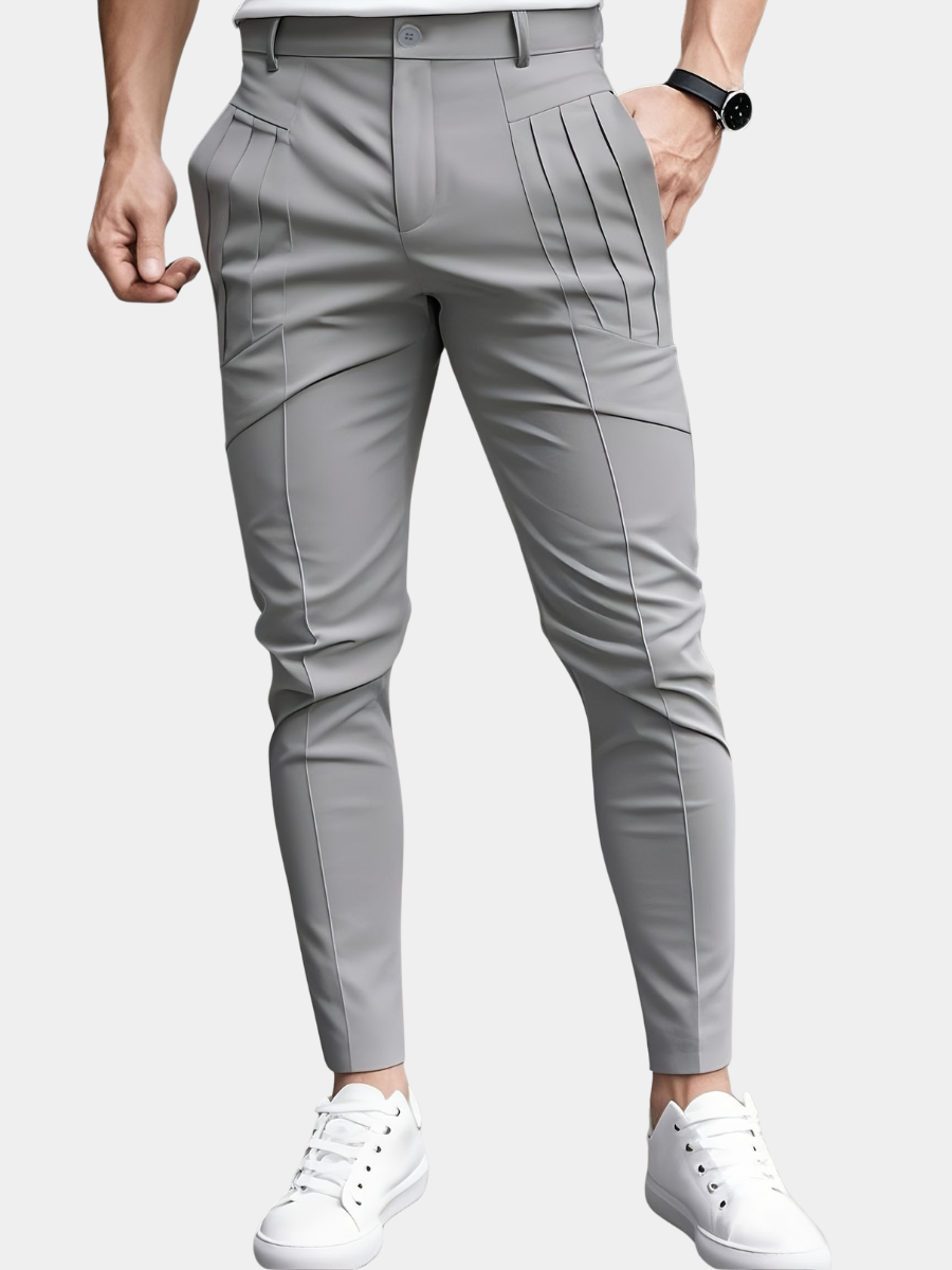 SLIM FIT POLYESTER TROUSERS FOR MEN