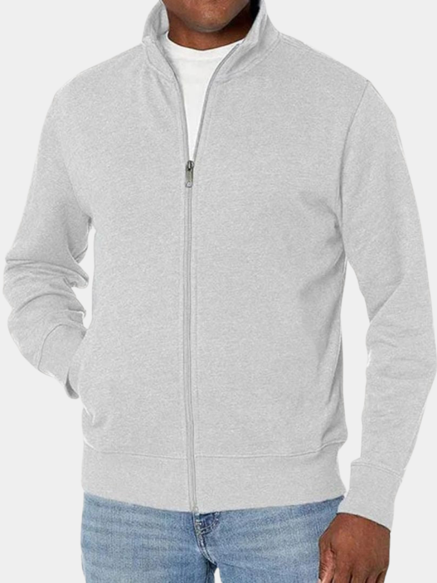 ZIP FRONT STAND COLLAR JACKET FOR MEN