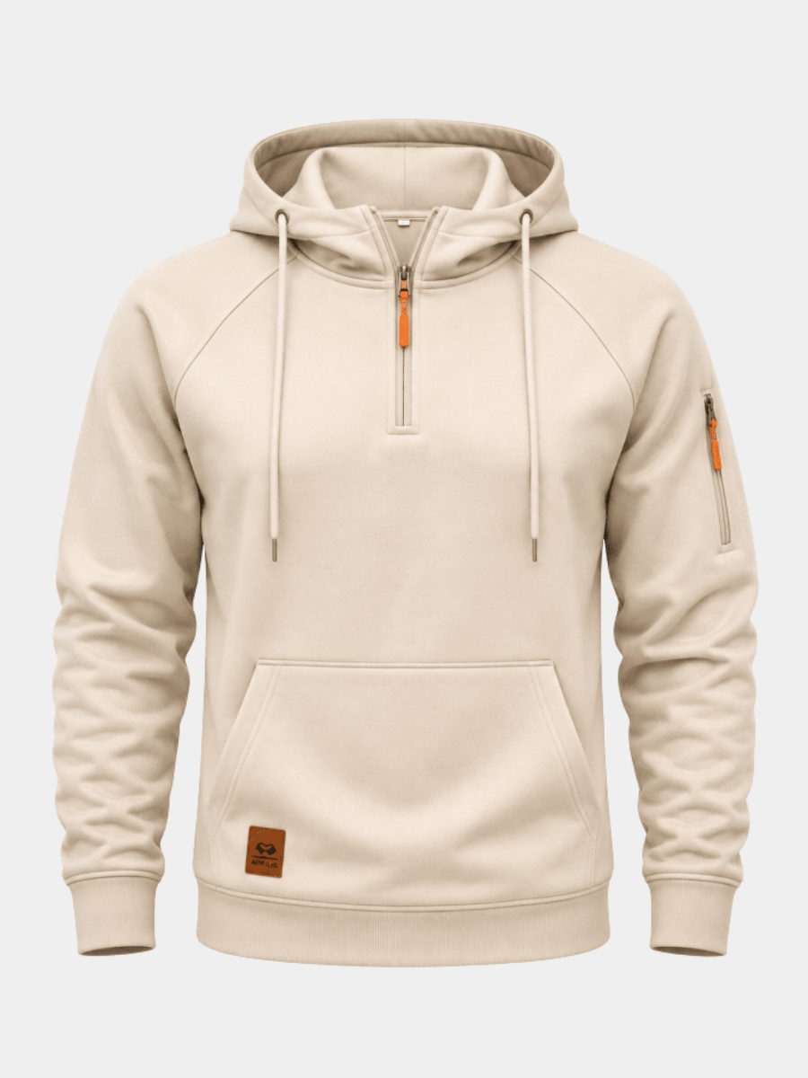 HALF ZIP HOODED SWEATSHIRT FOR MEN